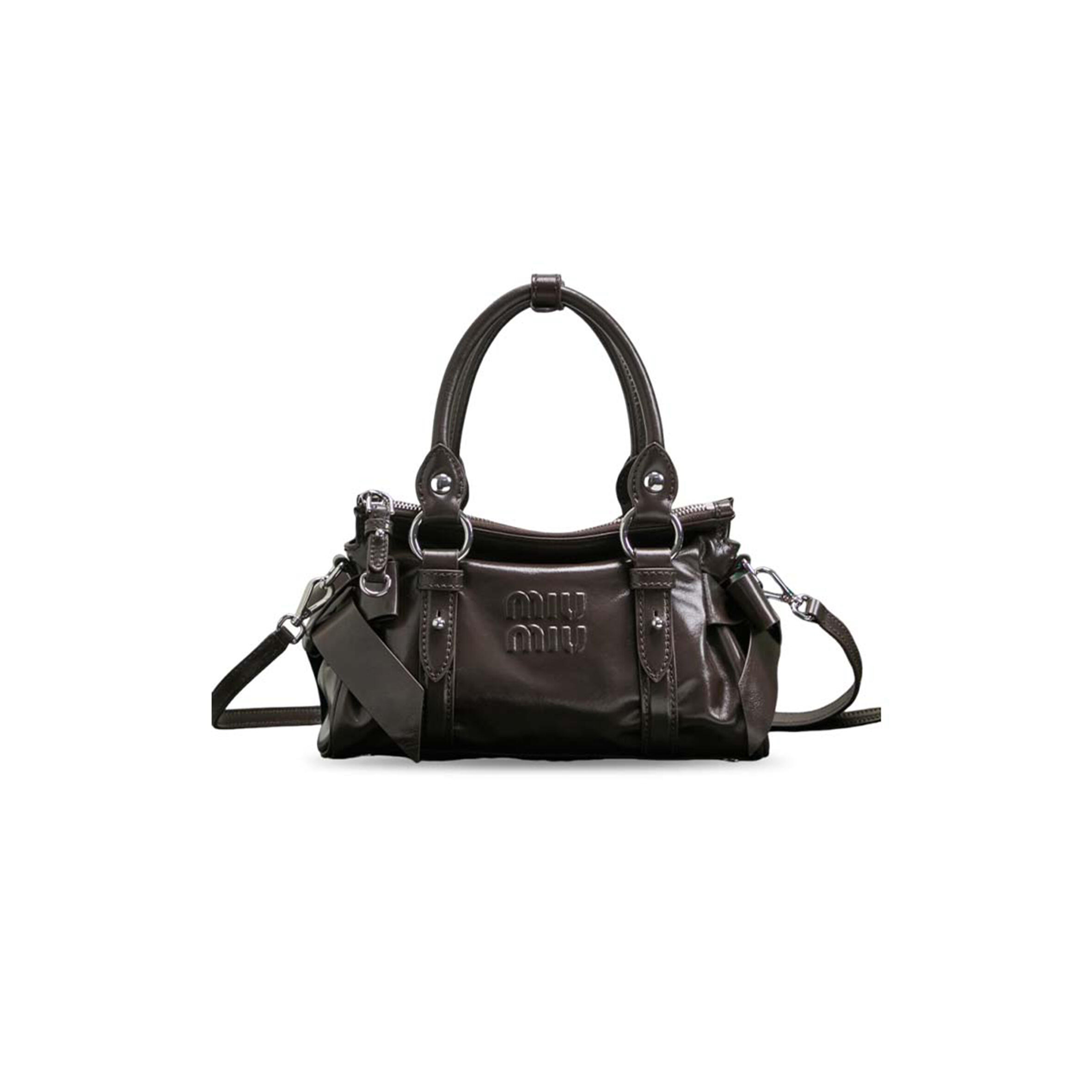 MIU MIU SMALL LEATHER BOWLING TOTE BAG 5BA336 (24*14*10.5cm)